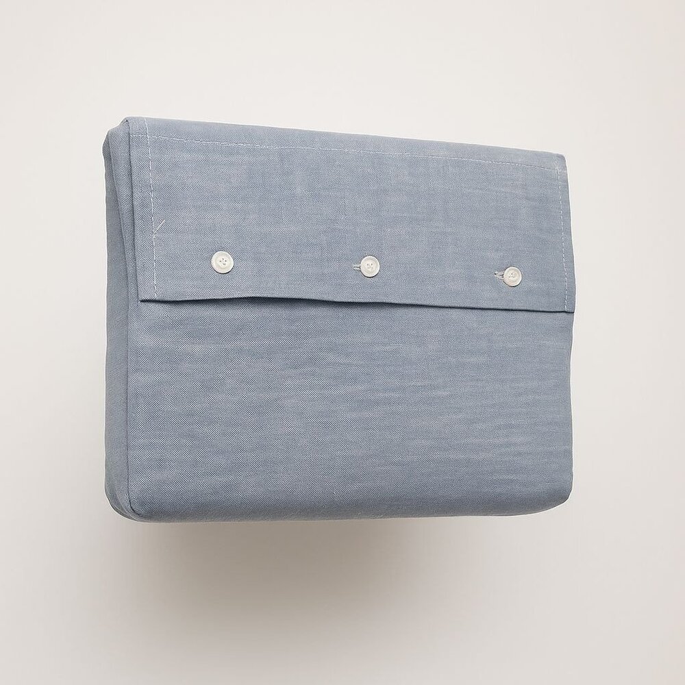 Ralph Lauren Home Workshirt Chambray Queen Flat Sheet Blue 100% Cotton 108 x 96